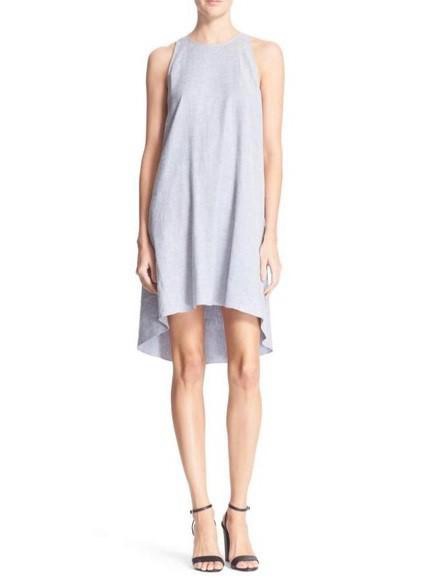 Theory Adlerdale Linen Sleeveless Shift Short Mini Dress Tierra Gray